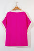 Oversized Geometric Panel Boat Neck Tunic Blouse