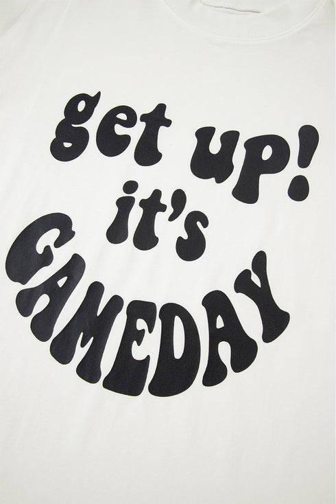 Oversized Graphic Slogan Print Half Sleeve Cotton Blend T Shirt