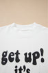 Oversized Graphic Slogan Print Half Sleeve Cotton Blend T Shirt