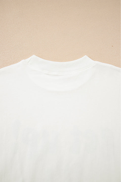 Oversized Graphic Slogan Print Half Sleeve Cotton Blend T Shirt