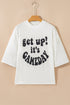 Oversized Graphic Slogan Print Half Sleeve Cotton Blend T Shirt