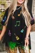 Oversized Guitar Graphic Cotton Blend Short Sleeve Tee