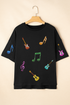 Oversized Guitar Graphic Cotton Blend Short Sleeve Tee