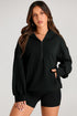 Oversized Half Zip Drawstring Hem Pullover Hoodie