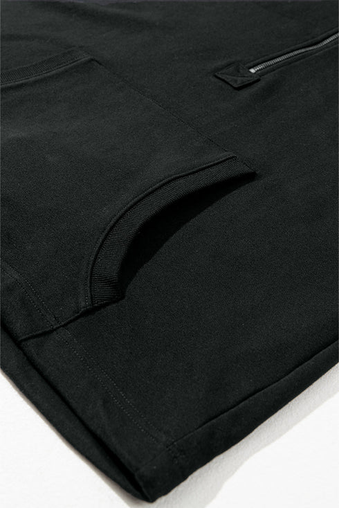 Oversized Half Zip Drawstring Hem Pullover Hoodie