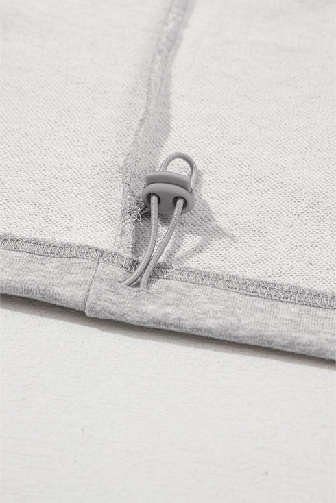 Oversized Half Zip Drawstring Hem Pullover Hoodie