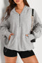 Oversized Half Zip Drawstring Hem Pullover Hoodie
