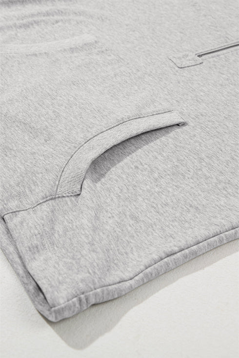 Oversized Half Zip Drawstring Hem Pullover Hoodie