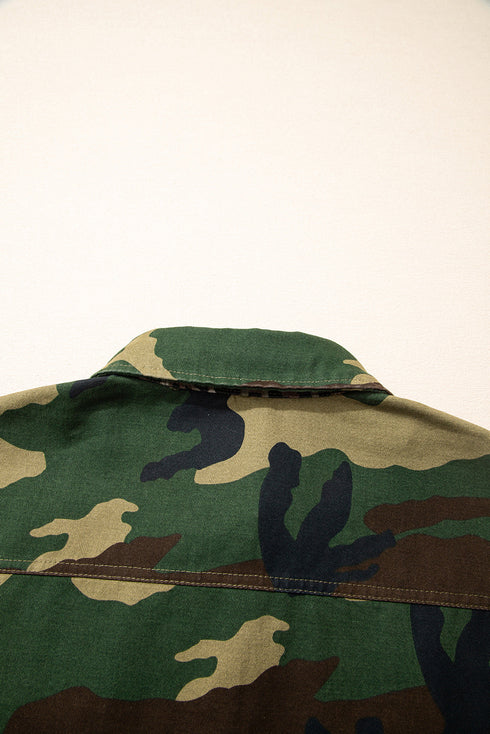 Oversized Leopard Camo Patchwork Western Shirt Jacket