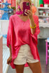 Oversized Leopard Print V Neck Half Sleeve Top