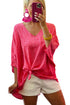 Oversized Leopard Print V Neck Half Sleeve Top