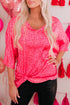 Oversized Leopard Print V Neck Half Sleeve Top