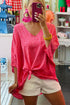 Oversized Leopard Print V Neck Half Sleeve Top