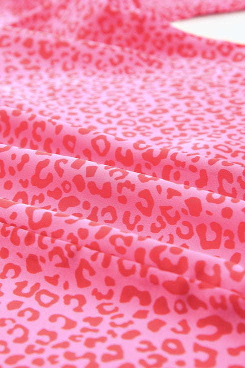 Oversized Leopard Puff Sleeve Blouse