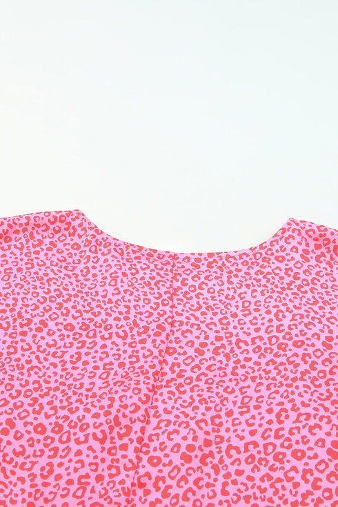 Oversized Leopard Puff Sleeve Blouse