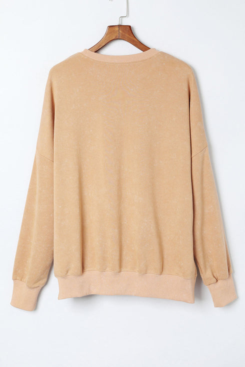 Oversized Mineral Wash Graphic Print Split Hem Sweatshirt