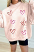 Oversized Mock Neck Sequin Heart Graphic Sweatshirt