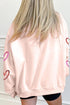 Oversized Mock Neck Sequin Heart Graphic Sweatshirt