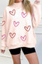 Oversized Mock Neck Sequin Heart Graphic Sweatshirt