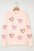 Oversized Mock Neck Sequin Heart Graphic Sweatshirt