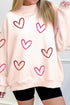 Oversized Mock Neck Sequin Heart Graphic Sweatshirt