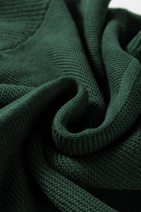 Oversized Mock Neck Textured Knit Pullover Sweater