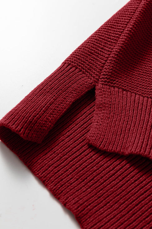 Oversized Mock Neck Textured Knit Pullover Sweater
