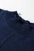 Oversized Mock Neck Textured Knit Pullover Sweater