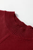 Oversized Mock Neck Textured Knit Pullover Sweater