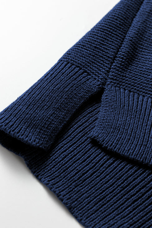 Oversized Mock Neck Textured Knit Pullover Sweater