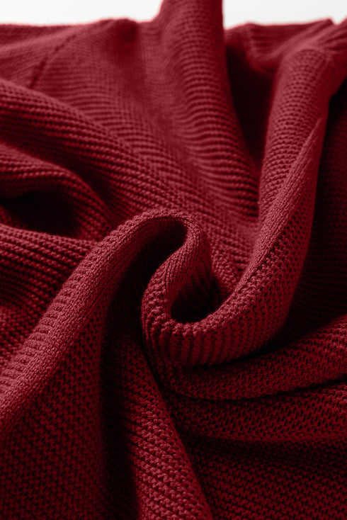 Oversized Mock Neck Textured Knit Pullover Sweater