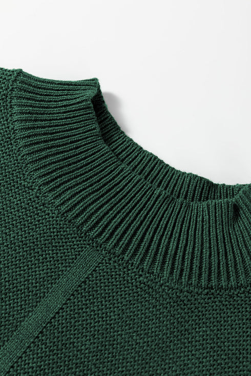 Oversized Mock Neck Textured Knit Pullover Sweater