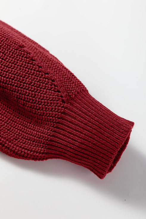Oversized Mock Neck Textured Knit Pullover Sweater