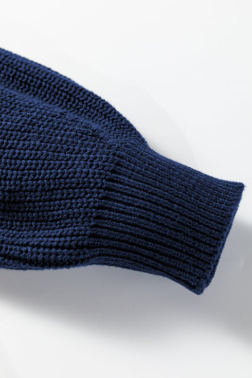 Oversized Mock Neck Textured Knit Pullover Sweater