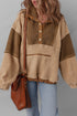 Oversized Paneled Sherpa Fleece Half Snap Pullover