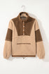 Oversized Paneled Sherpa Fleece Half Snap Pullover