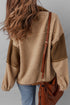 Oversized Paneled Sherpa Fleece Half Snap Pullover
