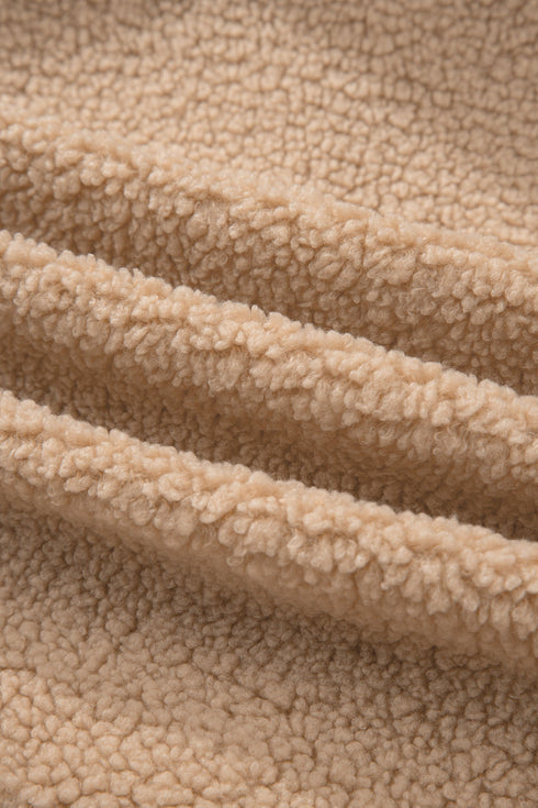 Oversized Paneled Sherpa Fleece Half Snap Pullover