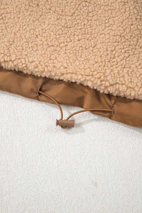Oversized Paneled Sherpa Fleece Half Snap Pullover