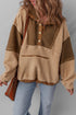 Oversized Paneled Sherpa Fleece Half Snap Pullover