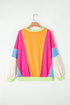 Oversized Patchwork Exposed Stitching Long Sleeve Top