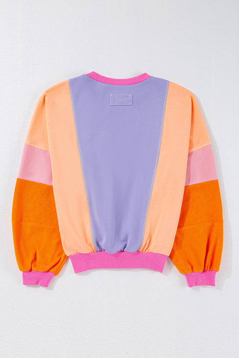 Oversized Patchwork Exposed Stitching Long Sleeve Top