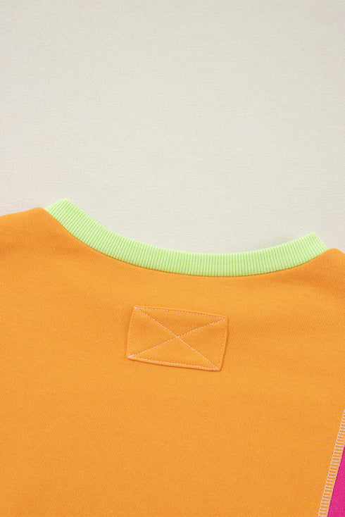 Oversized Patchwork Exposed Stitching Long Sleeve Top