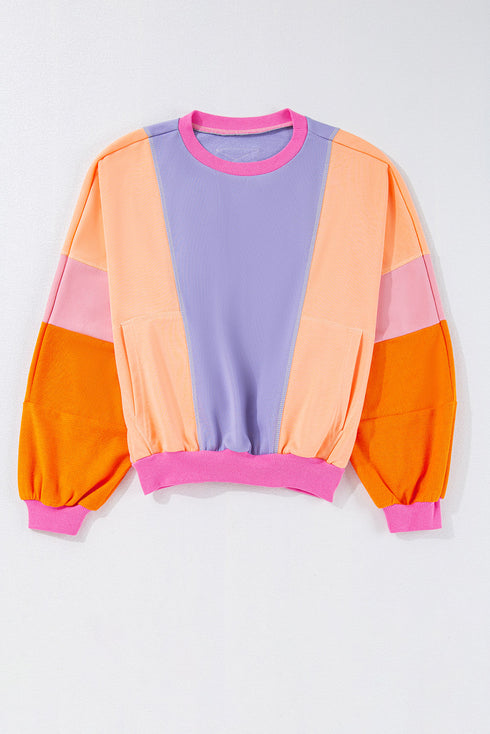 Oversized Patchwork Exposed Stitching Long Sleeve Top