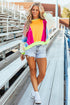 Oversized Patchwork Exposed Stitching Long Sleeve Top