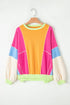 Oversized Patchwork Exposed Stitching Long Sleeve Top