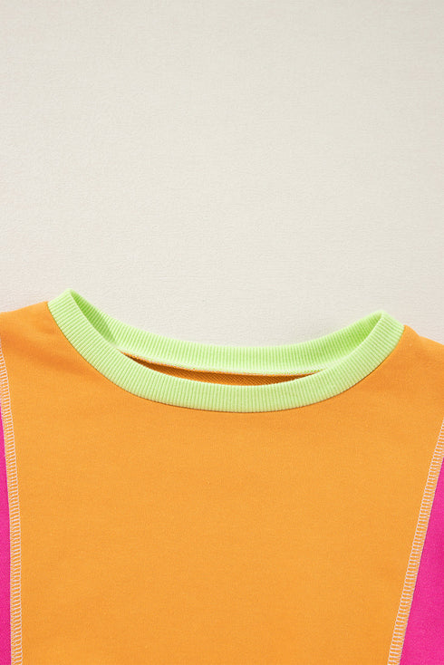 Oversized Patchwork Exposed Stitching Long Sleeve Top