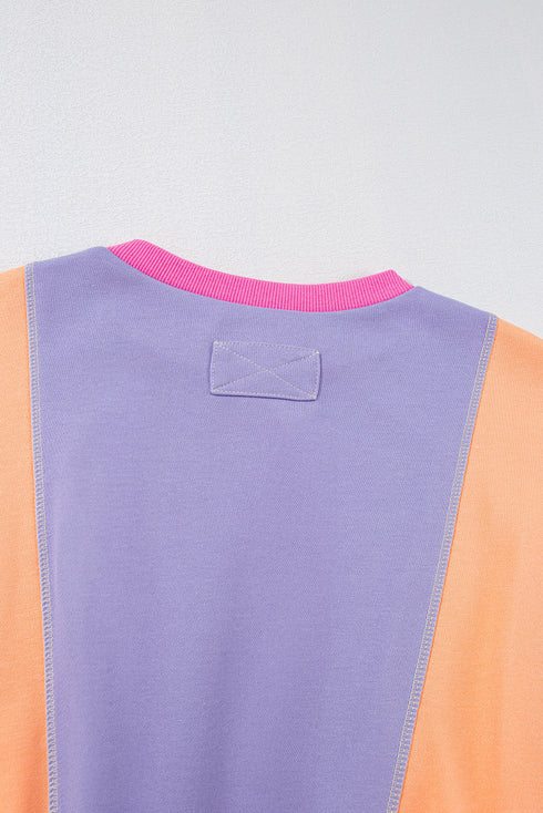 Oversized Patchwork Exposed Stitching Long Sleeve Top