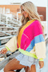 Oversized Patchwork Exposed Stitching Long Sleeve Top