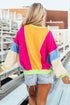 Oversized Patchwork Exposed Stitching Long Sleeve Top